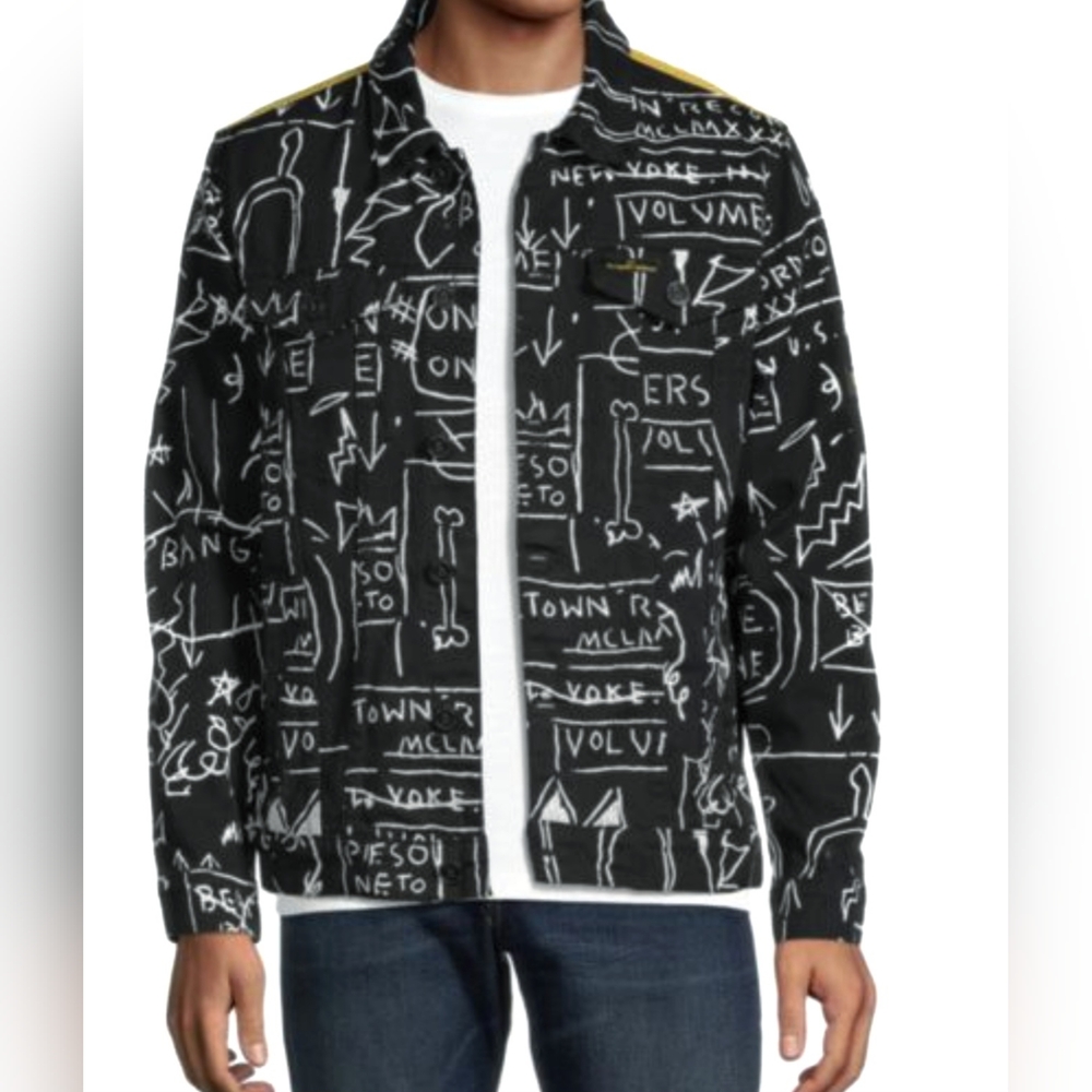 Reason Men Black Graphic Jacket